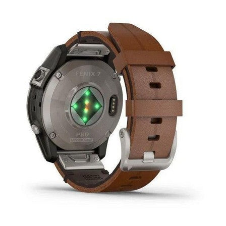 Garmin Fenix 7 Pro - Sapphire Solar Edition Smartwatch – Titanium with Chestnut Leather Band (47mm) for UAE