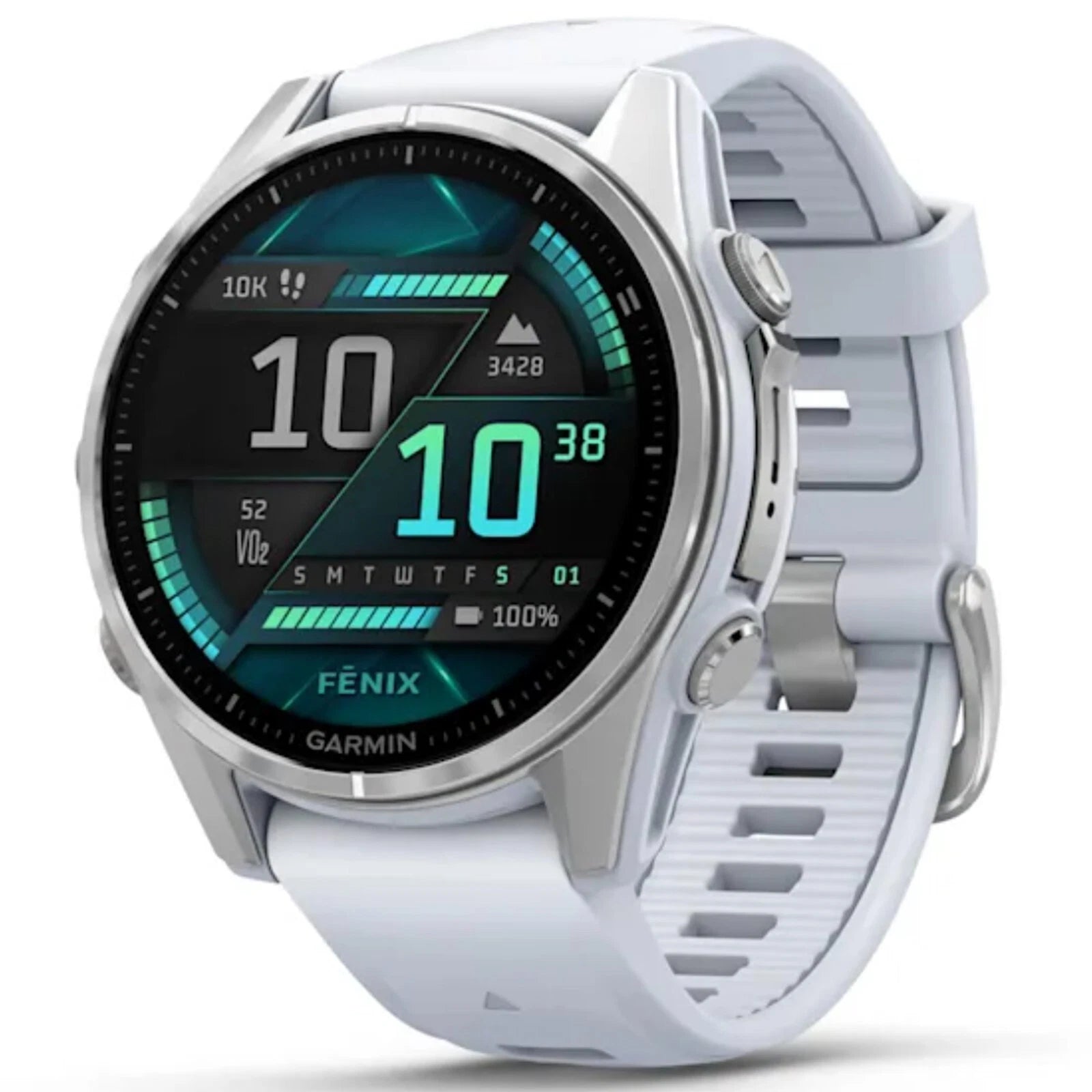 Garmin Fenix 8 43mm AMOLED Silver Smartwatch – Whitestone Silicone Band for UAE
