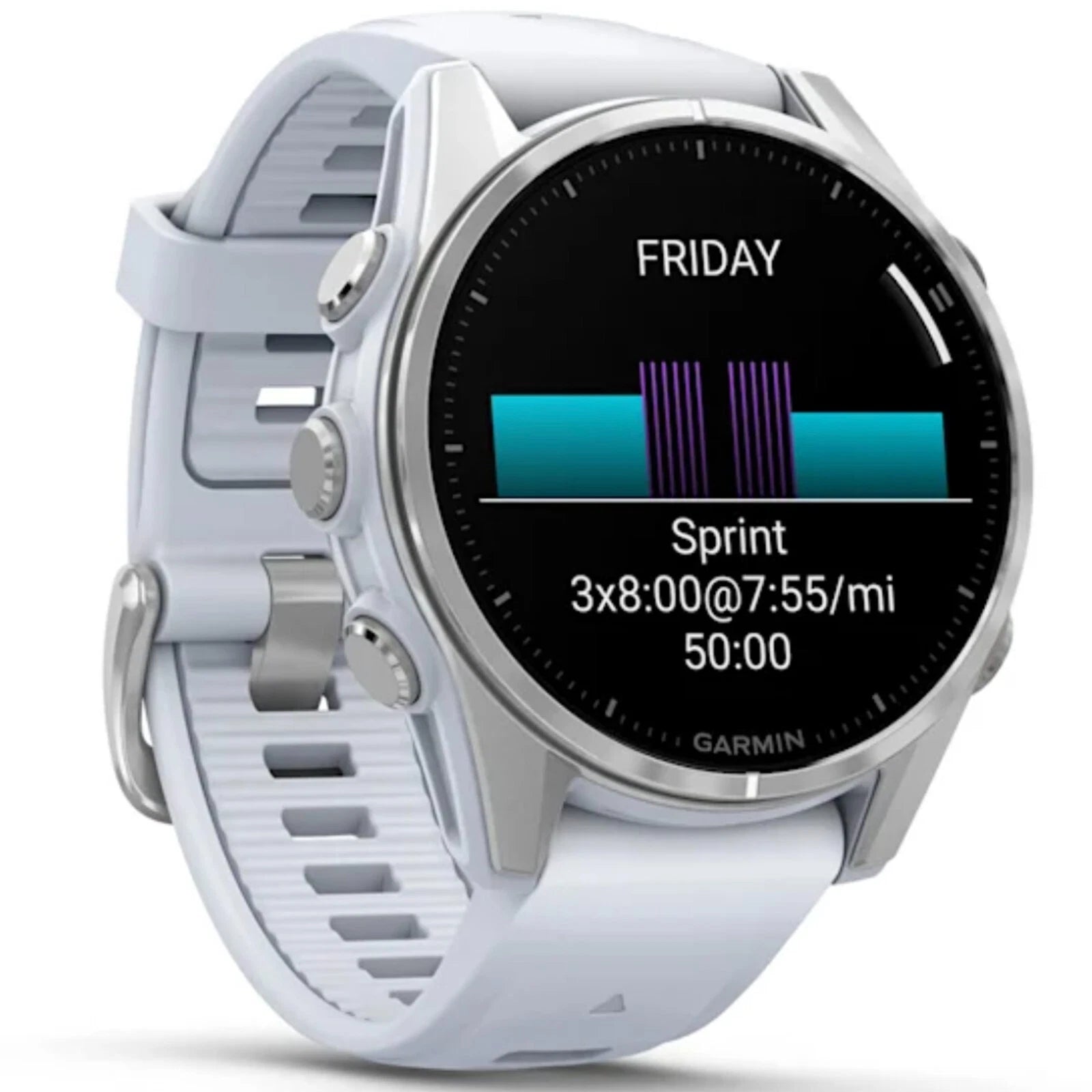 Garmin Fenix 8 43mm AMOLED Silver Smartwatch – Whitestone Silicone Band for UAE