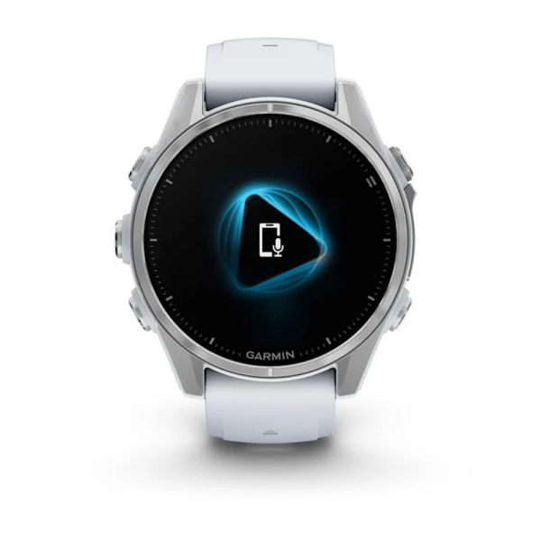Garmin Fenix 8 43mm AMOLED Silver Smartwatch – Whitestone Silicone Band for UAE