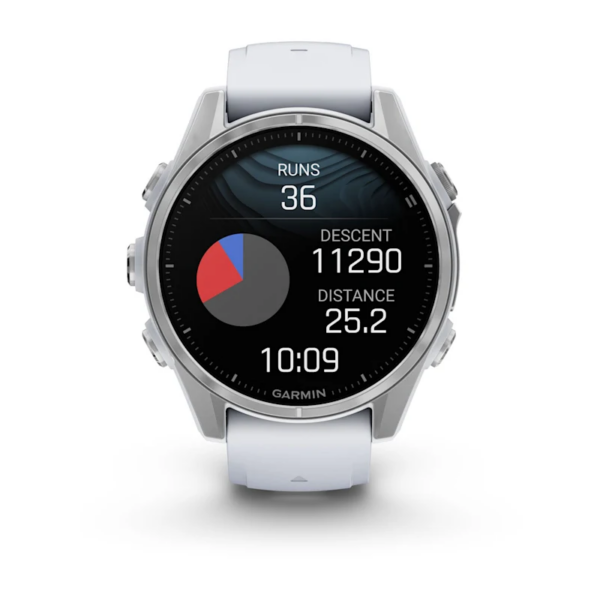 Garmin Fenix 8 43mm AMOLED Silver Smartwatch – Whitestone Silicone Band for UAE