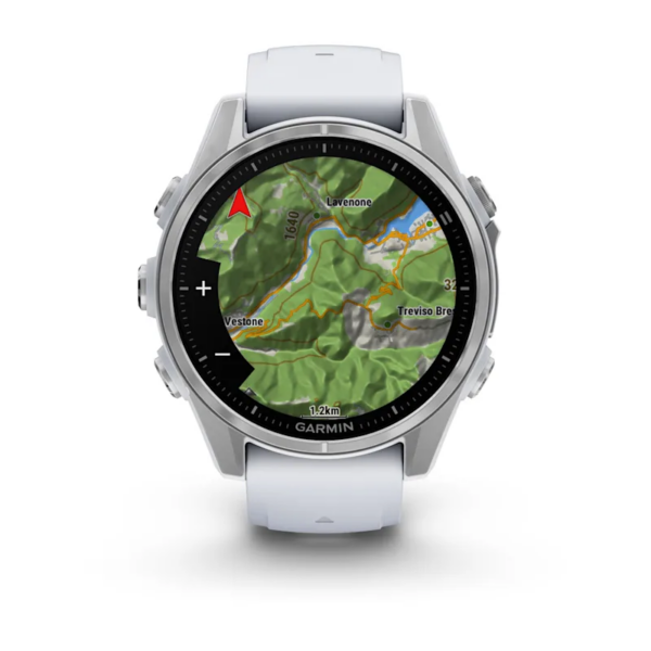 Garmin Fenix 8 43mm AMOLED Silver Smartwatch – Whitestone Silicone Band for UAE
