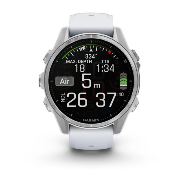 Garmin Fenix 8 43mm AMOLED Silver Smartwatch – Whitestone Silicone Band for UAE