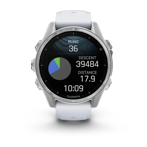Garmin Fenix 8 43mm AMOLED Silver Smartwatch – Whitestone Silicone Band for UAE
