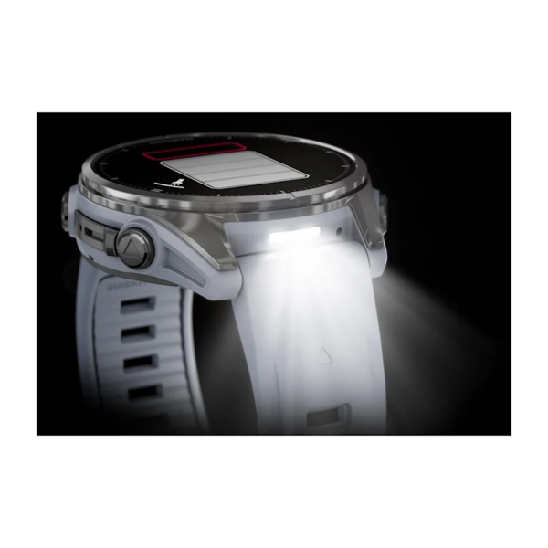 Garmin Fenix 8 43mm AMOLED Silver Smartwatch – Whitestone Silicone Band for UAE