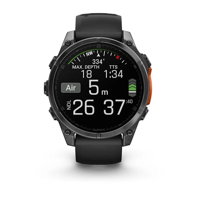 Garmin Fenix 8 47mm AMOLED Slate Gray Smartwatch – Black Silicone Band for UAE