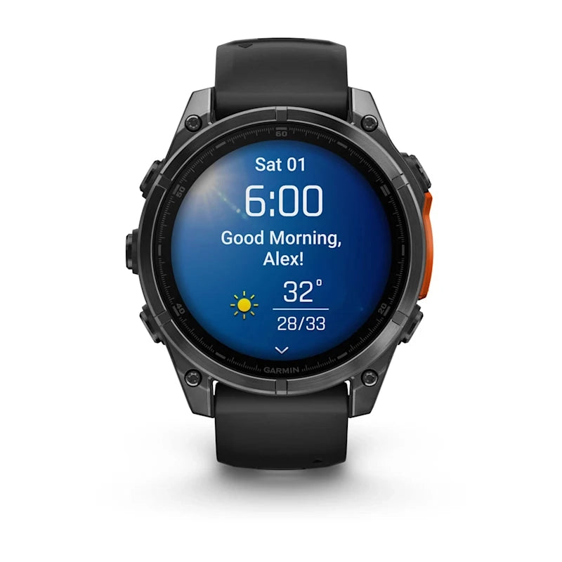 Garmin Fenix 8 47mm AMOLED Slate Gray Smartwatch – Black Silicone Band for UAE