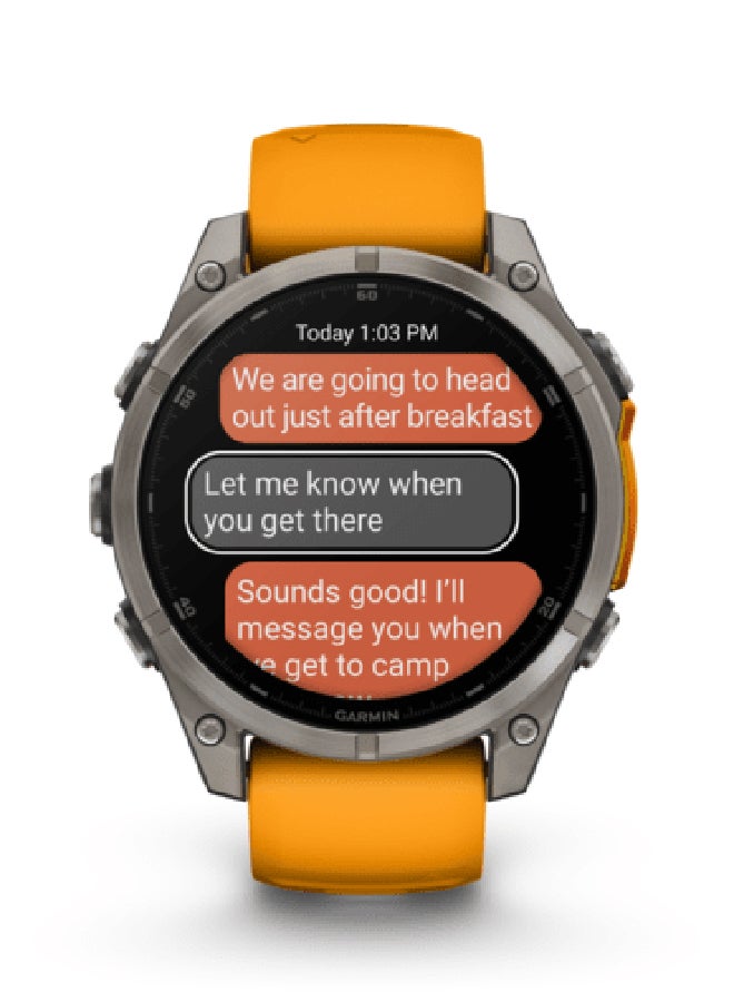 Garmin Fenix 8 47mm AMOLED Sapphire Titanium Smartwatch – Spark Orange/Graphite Silicone Band for UAE
