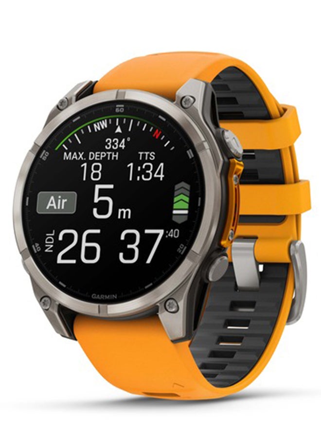 Garmin Fenix 8 47mm AMOLED Sapphire Titanium Smartwatch – Spark Orange/Graphite Silicone Band for UAE