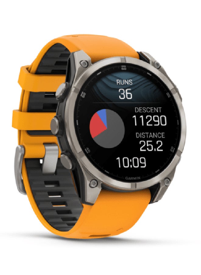 Garmin Fenix 8 47mm AMOLED Sapphire Titanium Smartwatch – Spark Orange/Graphite Silicone Band for UAE