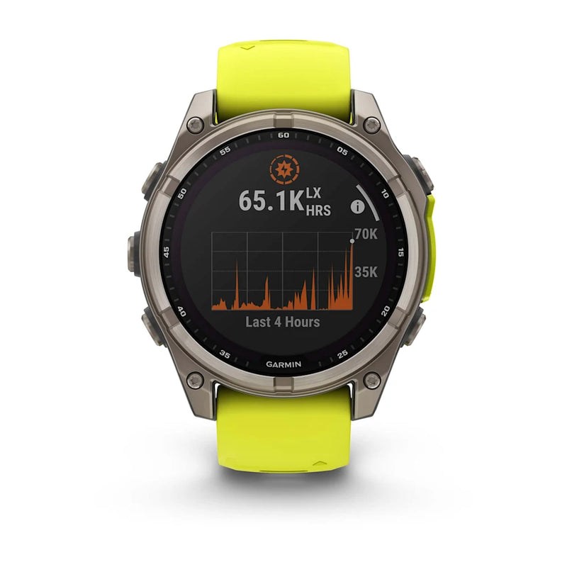 Garmin Fenix 8 47mm Solar Sapphire Titanium Smartwatch – Amp Yellow/Graphite Silicone Band for UAE
