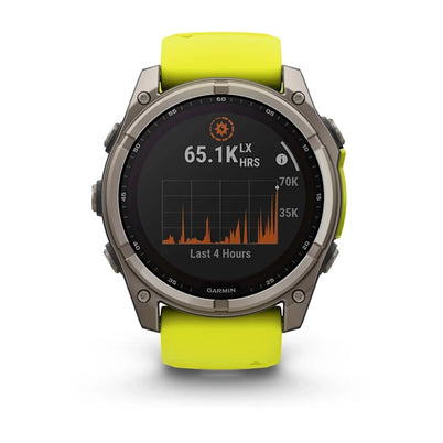 Garmin Fenix 8 51mm Solar Sapphire Titanium Smartwatch – Amp Yellow/Graphite Silicone Band for UAE