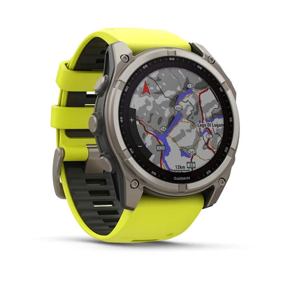 Garmin Fenix 8 51mm Solar Sapphire Titanium Smartwatch – Amp Yellow/Graphite Silicone Band for UAE
