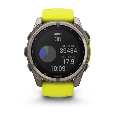 Garmin Fenix 8 51mm Solar Sapphire Titanium Smartwatch – Amp Yellow/Graphite Silicone Band for UAE