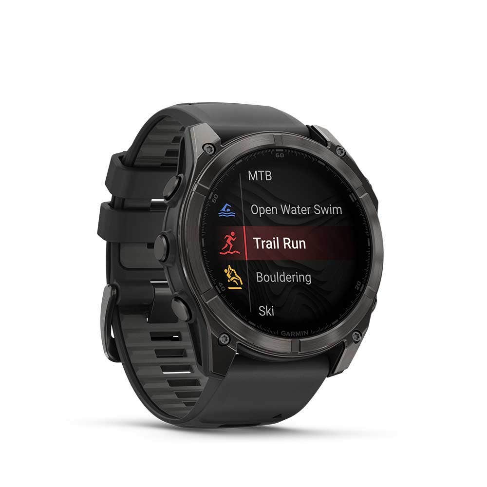 Garmin Fenix 8 51mm AMOLED Sapphire Carbon Gray DLC Titanium Smartwatch – Black/Pebble Gray Silicone Band for UAE