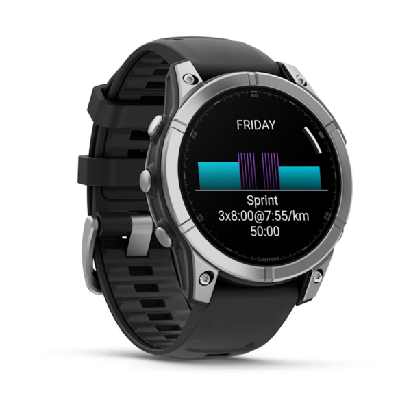 Garmin Fenix E 47mm AMOLED Stainless Steel Smartwatch – Black Silicone Band for UAE