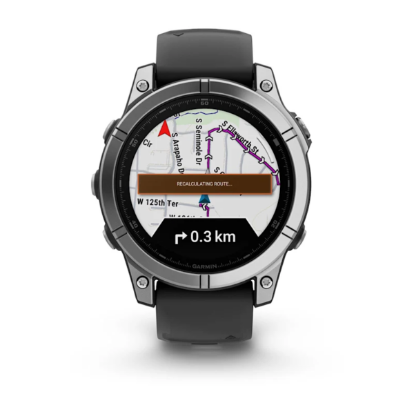 Garmin Fenix E 47mm AMOLED Stainless Steel Smartwatch – Black Silicone Band for UAE