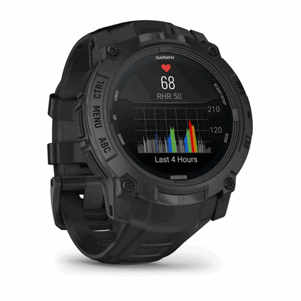 Garmin Instinct 3 AMOLED 50mm Tactical Edition – Black with Black Silicone Band for UAE