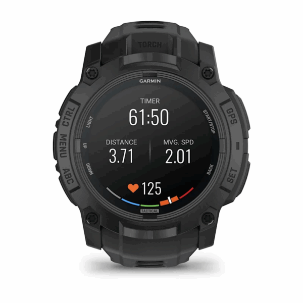 Garmin Instinct 3 AMOLED 50mm Tactical Edition – Black with Black Silicone Band for UAE