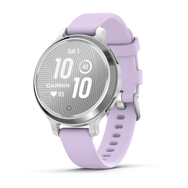 Garmin Lily 2 Active Fitness Smartwatch – Silver with Purple Jasmine Silicone Band for UAE