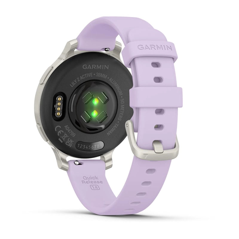Garmin Lily 2 Active Fitness Smartwatch – Silver with Purple Jasmine Silicone Band for UAE