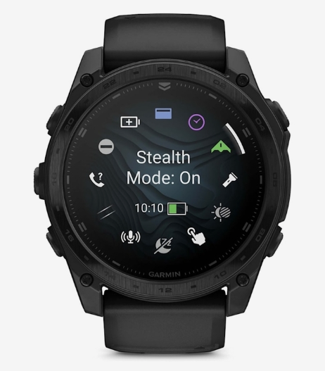 Garmin Tactix 8 51mm AMOLED Sapphire Tactical Smartwatch – Black DLC Titanium with Tactical Black Nylon & Black/Pebble Grey Silicone Bands for UAE