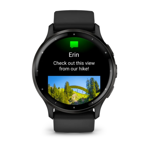 Garmin Venu 3 Fitness Smartwatch – Slate Stainless Steel Bezel with Black Case and Leather Band for UAE