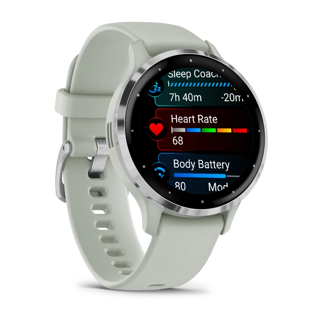 Garmin Venu 3S Fitness Smartwatch – Silver Stainless Steel Bezel with Sage Gray Case and Silicone Band for UAE