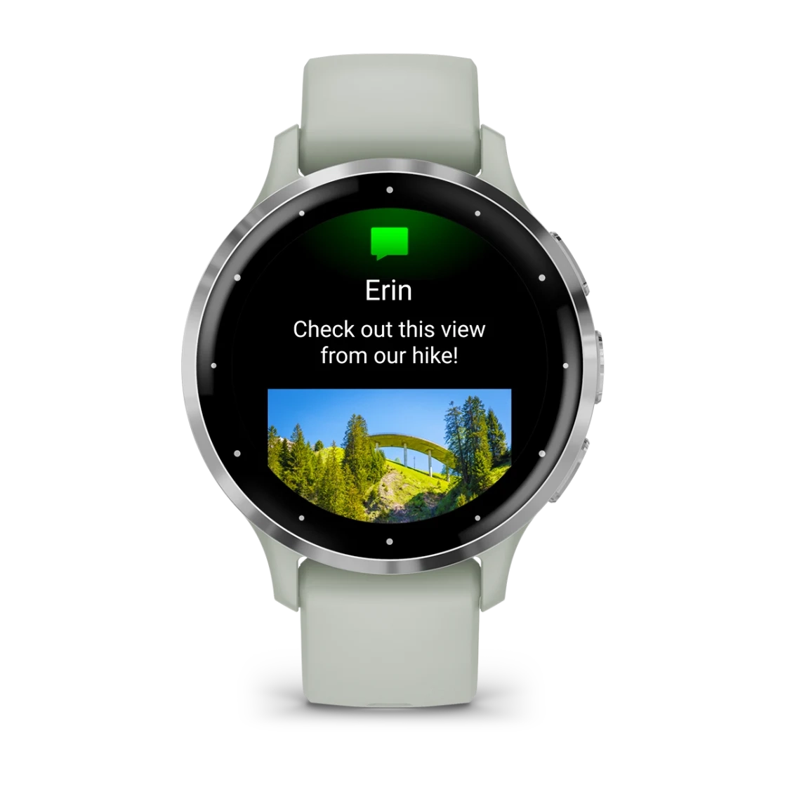 Garmin Venu 3S Fitness Smartwatch – Silver Stainless Steel Bezel with Sage Gray Case and Silicone Band for UAE