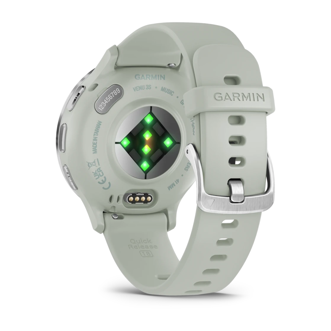 Garmin Venu 3S Fitness Smartwatch – Silver Stainless Steel Bezel with Sage Gray Case and Silicone Band for UAE