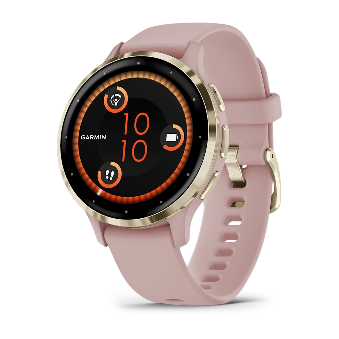 Garmin Venu 3S Fitness Smartwatch – Soft Gold Stainless Steel Bezel with Dust Rose Case and Silicone Band for UAE