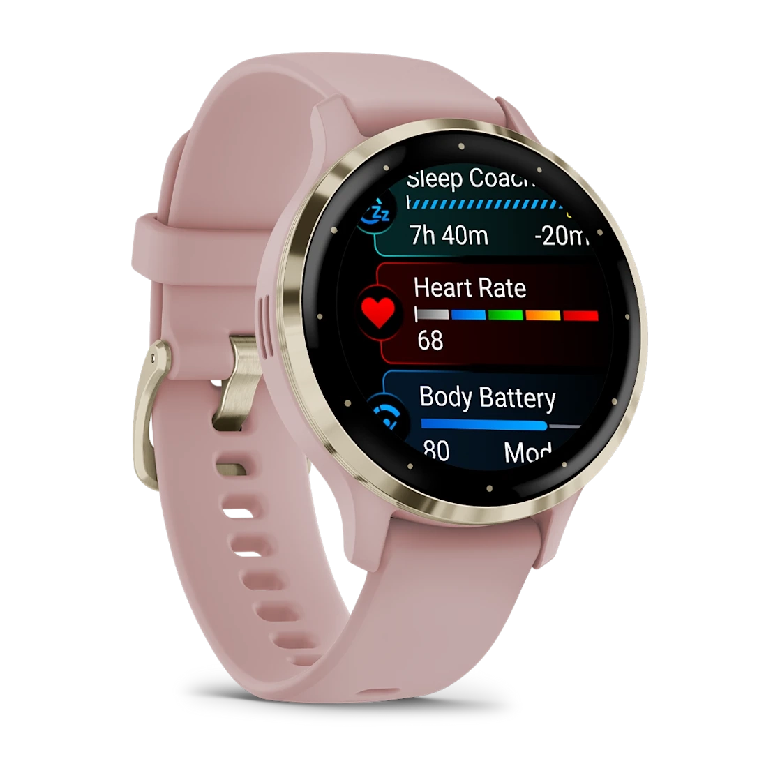 Garmin Venu 3S Fitness Smartwatch – Soft Gold Stainless Steel Bezel with Dust Rose Case and Silicone Band for UAE