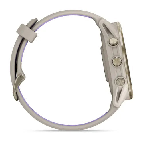 Garmin Forerunner 970 Soft Gold Titanium Smartwatch – French Gray Case with French Gray/Translucent Indigo Band for UAE