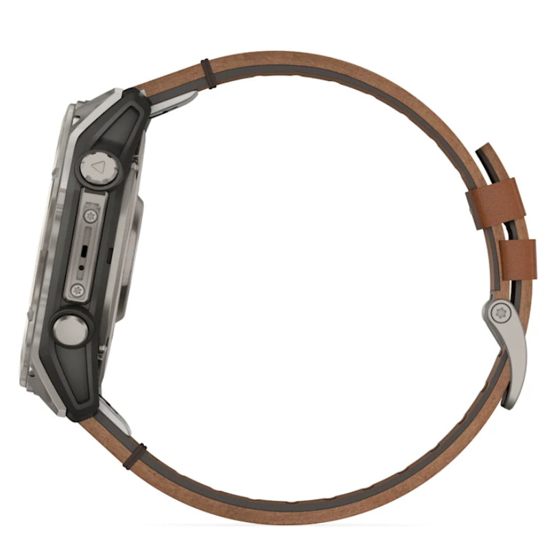 Garmin Fenix 8 51mm AMOLED Sapphire Bare Titanium Black Smartwatch – Chestnut Leather & Graphite Silicone Bands for UAE