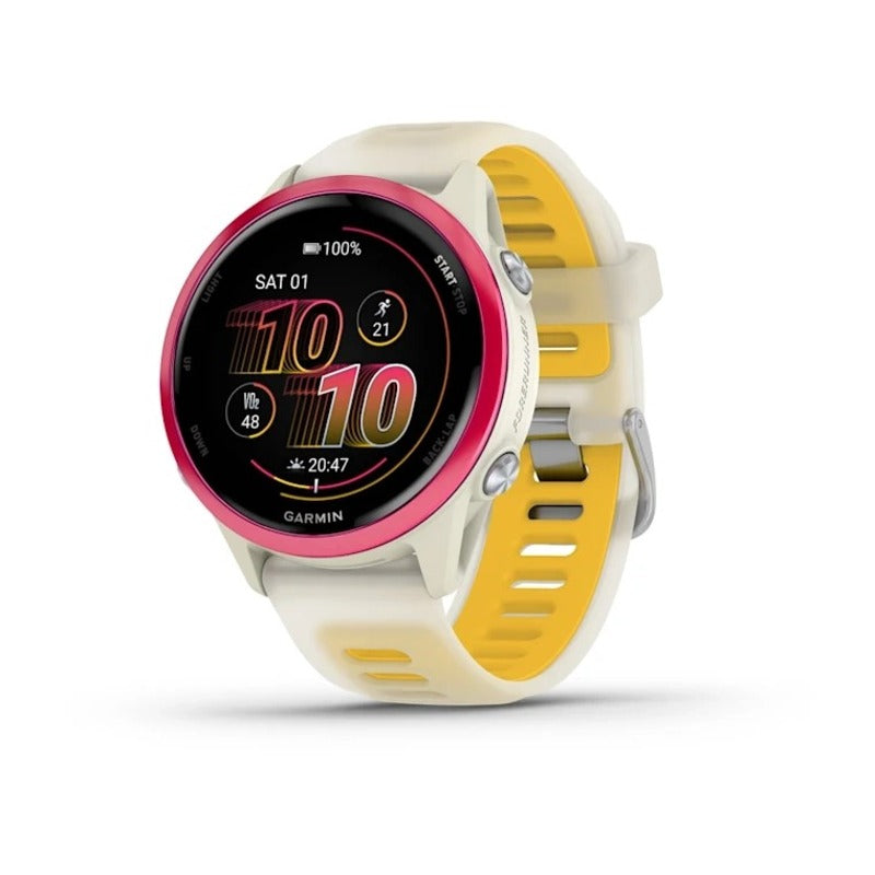 Garmin Forerunner 570 42mm Raspberry Aluminium Smartwatch with Translucent Bone/Mango Band for UAE