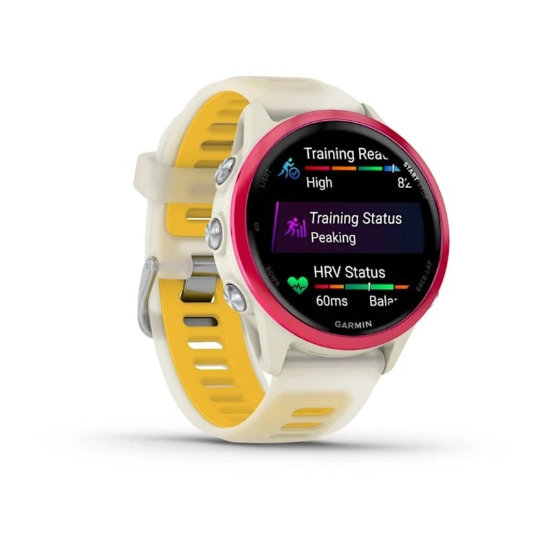 Garmin Forerunner 570 42mm Raspberry Aluminium Smartwatch with Translucent Bone/Mango Band for UAE