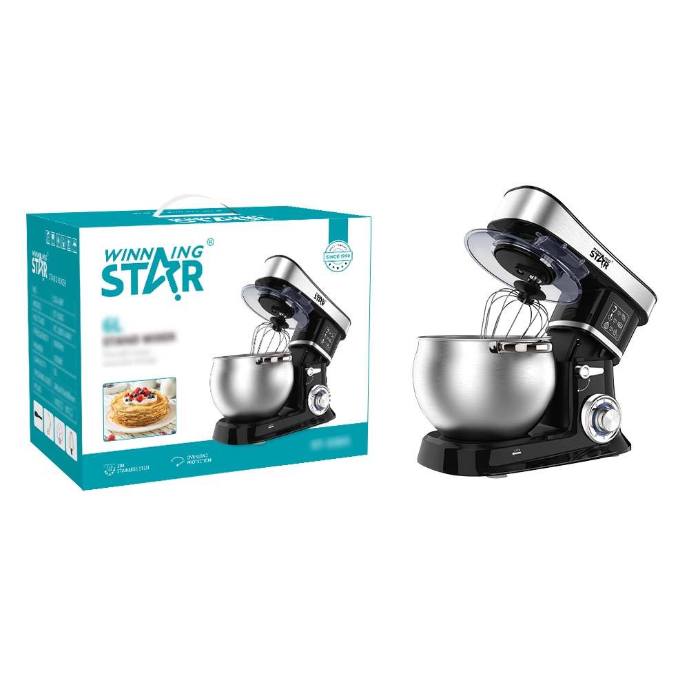 Winning Star 6 Speed Kitchen Stainless Steel Stand Mixer for BakingKitchen AppliancesEffortlessly prepare large quantities of food with the Winning Star 6 Speed Kitchen Stainless Steel Stand Mixer. With a powerful 1200 watt motor and 6 liter capacity, thi