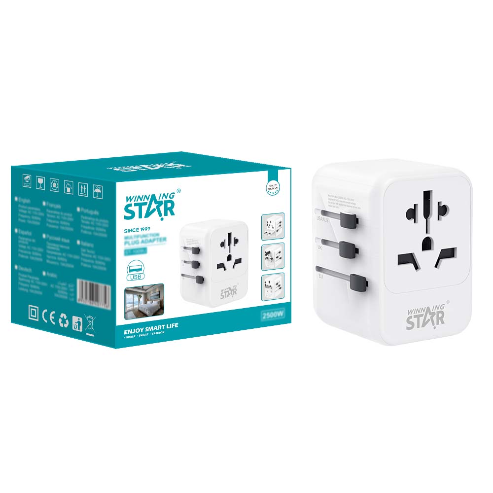 Winning Star Multifunctional Travel Socket 2500WHome ElectronicsThe Winning Star Multifunctional Travel Socket 2500W is a versatile and powerful travel essential. With its 5-1 design, it offers multiple functions in one compact socket. It's capable of han