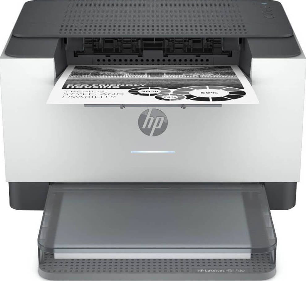 HP LaserJet M211dw PrinterPrinters & AccessoriesIncrease productivity with the fastest two-sided printing in its class and dual-band Wi-Fi with self-reset– all from a compact laser printer. Speed through multipage documents with the fastest in-class two-s