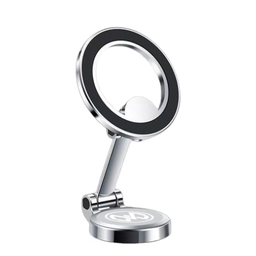 Maxwell Car Phone Holder Mount Compatible with Magsafe Safe and Strong Magnet Dashboard Car Mount Precise Gear Rotation Compatible with iPhone 16 Pro Max iPhone 15 Pro Max Samsung etc. (Silver)Car AccessoriesCompatible with Magsafe: Specifically designed