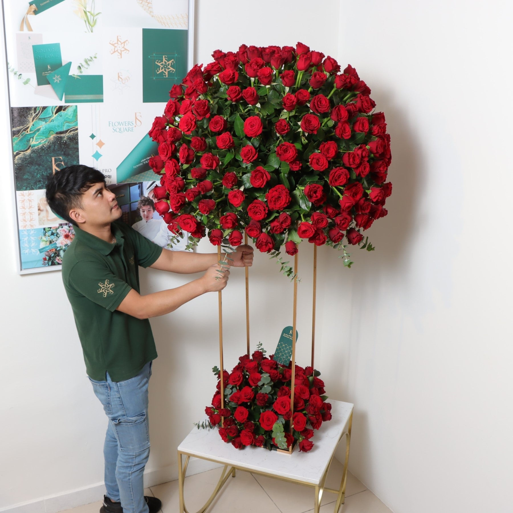 365 Red Roses Flower StandFlowersSame-day delivery Introducing 365 Red Roses Flower Stand - the perfect way to make a statement! With its stunning 365 red roses, this flower stand is sure to impress and add a touch of elegance to any occasion. Perfect for