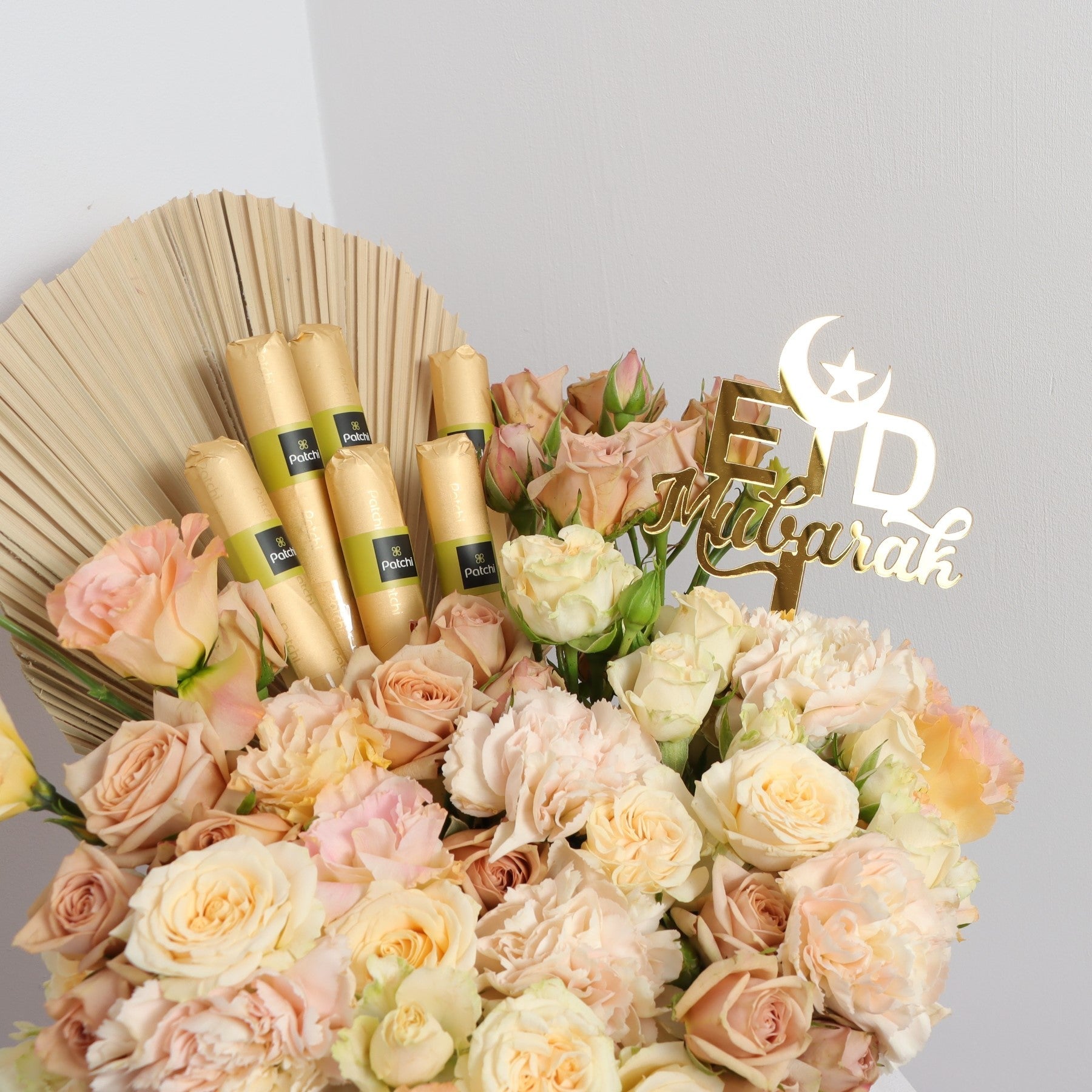 Eid Mubarak Patchi Flower BoxGifts and HampersCelebrate Eid with the elegant and indulgent Eid Mubarak Patchi Flower Box. Featuring exquisite Patchi chocolates and a beautiful arrangement of flowers, this box is the perfect gift to delight your loved ones