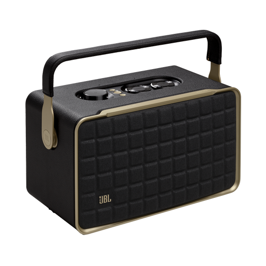 JBL Authentics 300 Portable Smart Home Speaker - BlackAudio & Video100W Powerful Stereo Sound: Equipped with dual 25mm tweeters and a 5.25" woofer, delivering deep bass and crisp highs. Portable Design: Features a leather-like enclosure and a convenient m