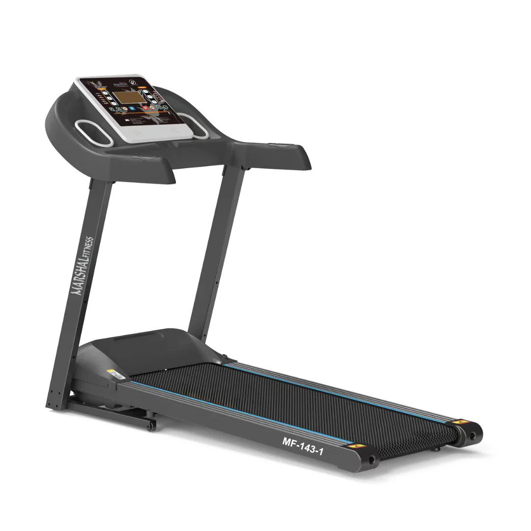 Marshal Fitness Home Use 3.5HP Treadmill with MP3 & Bluetooth | Supports 120kgsSports & FitnessExperience seamless home workouts with the Marshal Fitness 3.5HP treadmill. Supports up to 120kgs 1210x420mm walking area and speeds from 1-14km/h. Features MP3