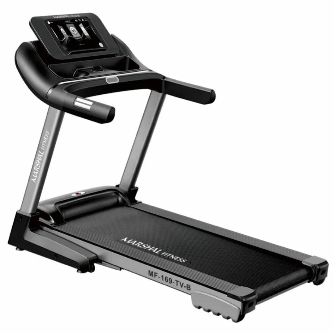 Marshal Fitness Home Use Best TV Treadmill 3.5 DC-HP Motor - Max User 100KG | MF-169-TVSports & FitnessThe Home Use Best TV Treadmill with a 3.5 DC-HP Motor is an innovative fitness solution that combines exercise with entertainment. Featuring a built-in