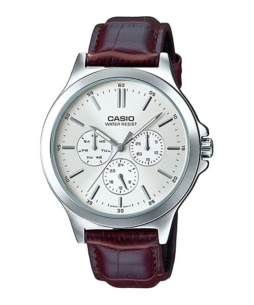 Casio Watch MTP-V300L-7AUDF (A1177)JewelleryGenuine Leather BandThe band of the watch is made of a genuine and premium leather to give it a classy design. Additionally, it gives the watch an aesthetic appearance with a comfortable feel. Analog Display Wit