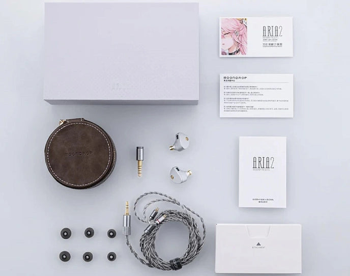 Moondrop Aria 2 Silver Wired In-Ear Monitor (IEM) Earphones – 10mm Dynamic Driver, Detachable 2-Pin Cable, Hi-Res Audio