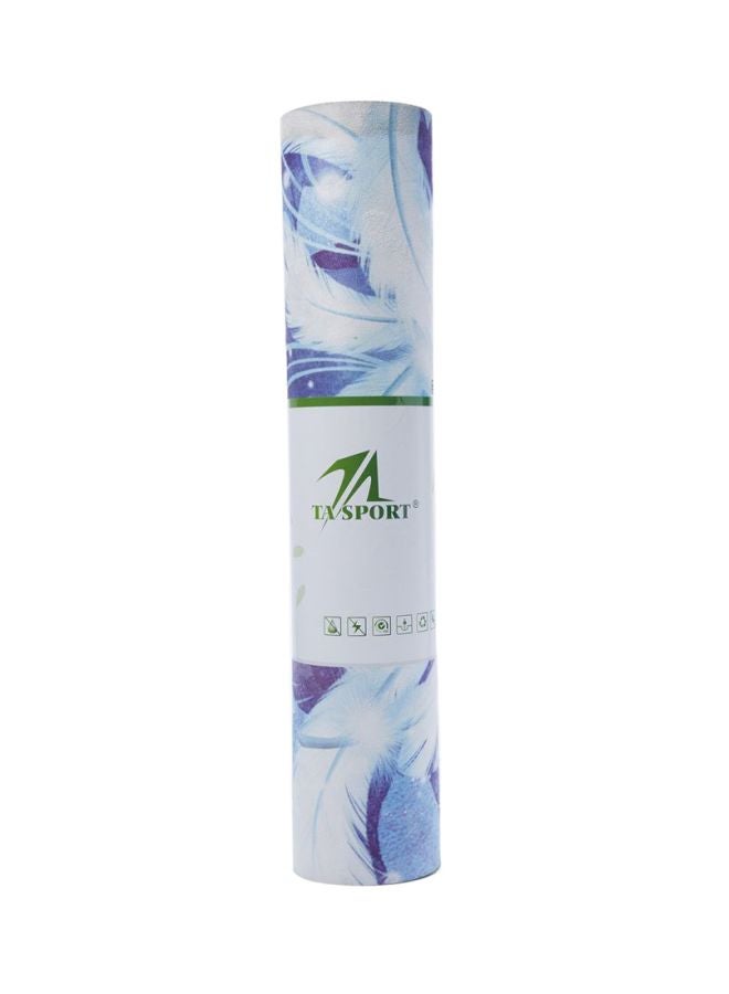 TA SPORTS Suede Printed Yoga Mat 5mm – Blue & White, 183 × 61 cm