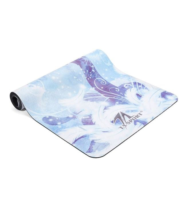 TA SPORTS Suede Printed Yoga Mat 5mm – Blue & White, 183 × 61 cm