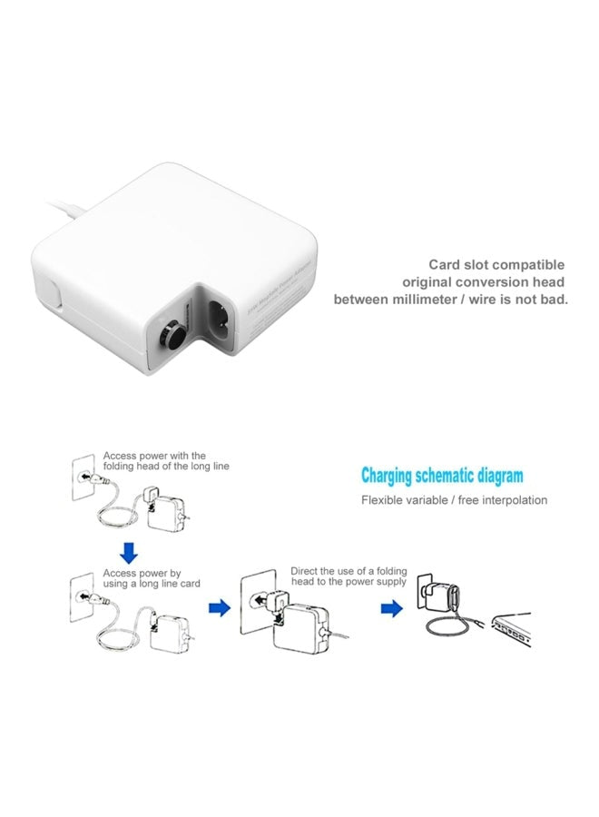 Power Charger Adapter For Apple Macbook White/Silver